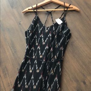 LOFT Black Cotton-Blend A-Line Sundress